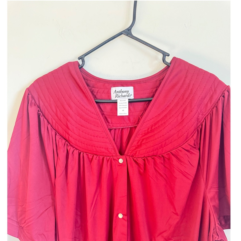 Anthony Richard's- Polyester Snap-Front Duster-4X-New-Maroon Red - Picture 6 of 6